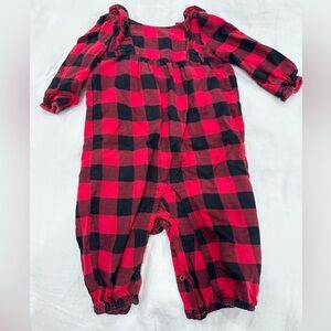 Baby GAP Red and Black Buffalo Check Plaid Baby Onesie